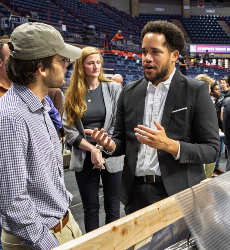 senior design students explaining project